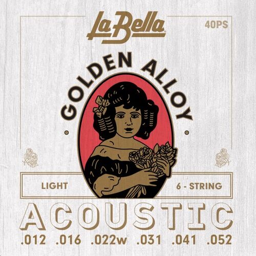 Juego de Cuerdas para Guitarra Acstica La Bella Golden Alloy Light 12-52