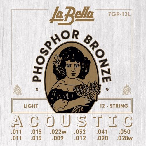 Juego de 12 Cuerdas para Guitarra Acstica La Bella Phosphor Bronze Light 11-50