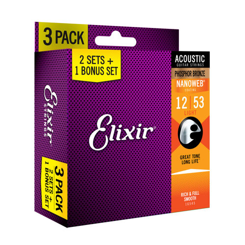 Pack Elixir 2+1 Juegos Acstica 16545 Ph Bronze 012/053