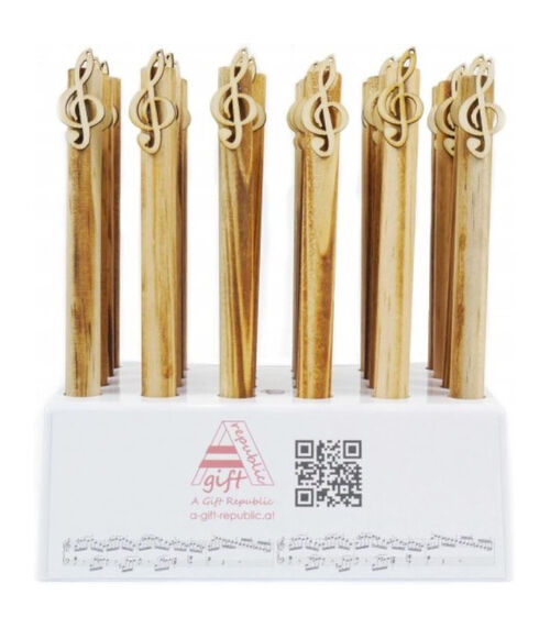 Pack 24 bolígrafos madera clave de sol A-Gift-Republic B-1078