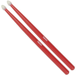 Baqueta Tambor Rojo Pintado Oscuro Bola Nylon Duro Par 02081 Gonalca