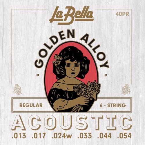 Juego de Cuerdas para Guitarra Acstica La Bella Golden Alloy Regular 13-54