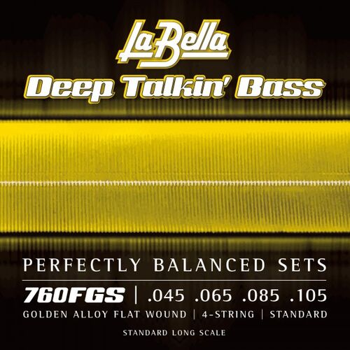 Juego de Cuerdas La Bella para Bajo Deep Talkin Golden Alloy Flats 45-105