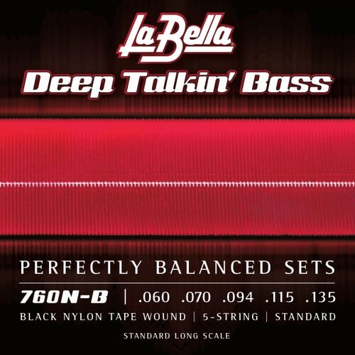 Juego de Cuerdas La Bella para Bajo Deep Talkin Black Nylon 5 Cuerdas 60-135