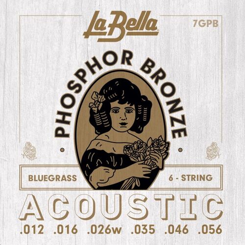 Juego de Cuerdas para Guitarra Acstica La Bella Phosphor Bronze Bluegrass 12-56