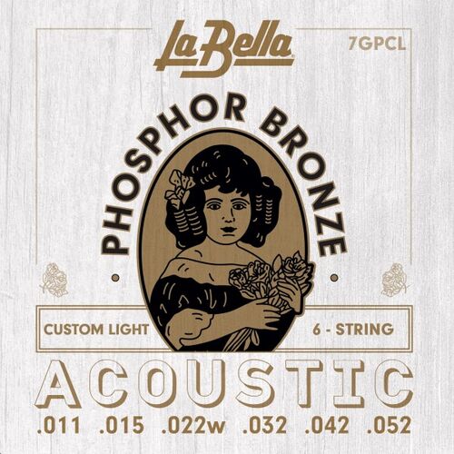 Juego de Cuerdas para Guitarra Acstica La Bella Phosphor Bronze Custom Light 11-52