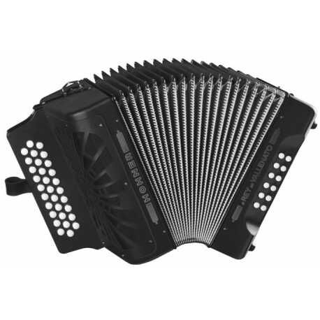 Hohner Acordeon de Botones Diatonico El Rey Del Vallenato Adg Negro Silver Grill