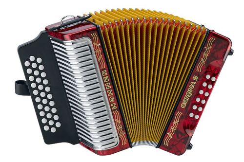 Hohner Acordeon de Botones Diatonico Corona Ii Gcf Rojo