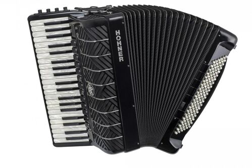 Hohner Acordeon de Piano Cromatico Mattia Iv 120 Bk Color Gun Black Teclas Perladas