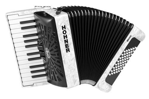 Hohner Acordeon de Piano Cromatico Bravo Ii 48 Blanco A16512 Silentkey