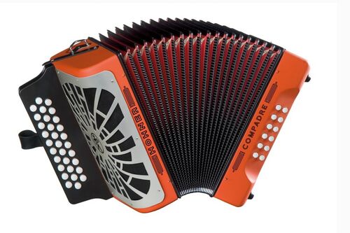 Hohner Acordeon de Botones Diatonico Compadre Gcf Naranja Silver Grill