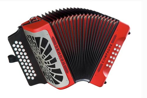 Hohner Acordeon de Botones Diatonico Compadre Gcf Red Silver Grill