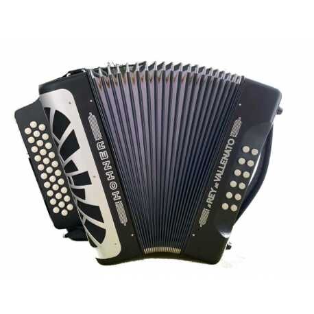 Hohner Acordeon de Botones Diatonico El Rey Del Vallenato Gcf Negro Silver Grill