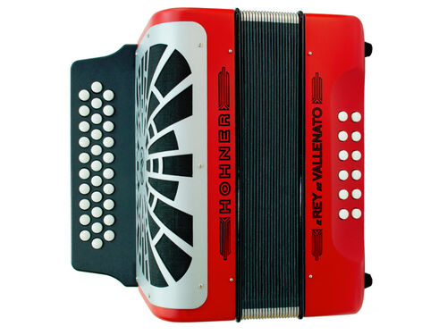 Hohner Acordeon de Botones Diatonico El Rey Del Vallenato Gcf Rojo Silver Grill