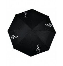 Paraguas Plegable Negro con Claves de Sol Blancas