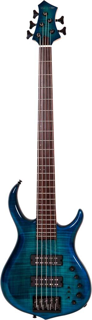 Marcus Miller Bajo sin Trastes M7 Alder-5 Fretless (2nd Gen) Tbl Trans Blue