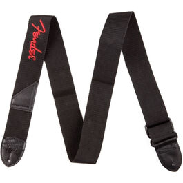 Correa Fender Negra Poly 0662 Logo Rojo