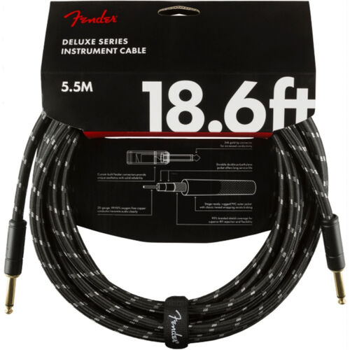 Cable Jack Acodado Fender 0820-080 Deluxe Series Tweed Negro 5.5m