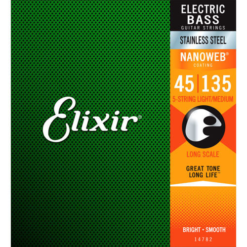 Juego Elixir Bajo 5 Cuerdas Stainless Steel 14782 (45-135)