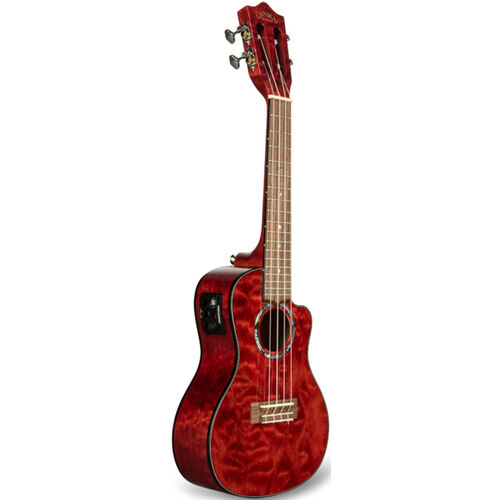 Ukelele Concert Lanikai QM-RDCEC Quilted Maple Electrificado Red