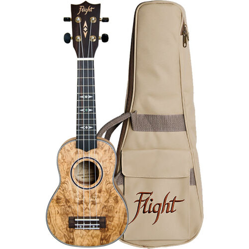 Ukelele Soprano Flight DUS-410QA Supernatural Quilted Ash