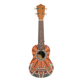 Ukelele Soprano Bamboo Orange Mandala B1E-OM