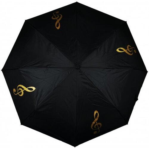 Mini paraguas negro Clave de Sol dorada A-Gift-Republic U-2004