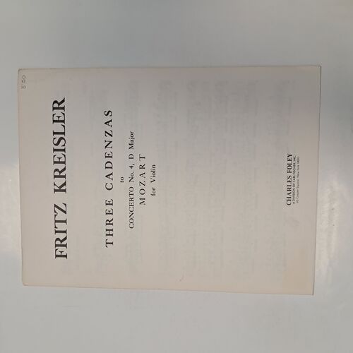 Three Cadenzas to Concerto No. 4, G Major Mozart