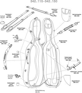 Recambio Estuche Cello Idea Futura String pocket (colour indication) GEWA Made in Germany