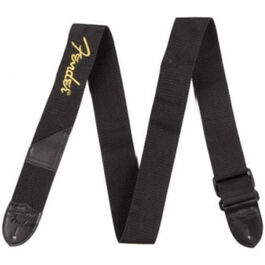 Correa Fender Negra Poly 0662 Logo Amarillo