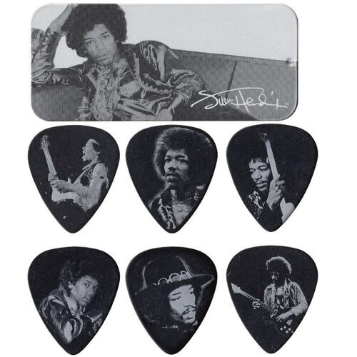 Lata 12 Púas Dunlop Hendrix Silver Portrait PTR-05H Lata 12 Púas Dunlop Hendrix Silver Portrait PTR-05H