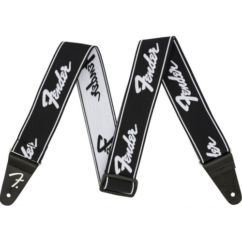 Correa Fender 0642-074 Weighless Running Logo Negra/Blanca 2