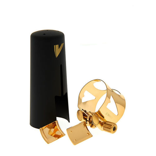 Abrazadera Vandoren Optimum Dorada con Boquillero Vandoren de Plástico Saxo Barítono V16 (LC090P)