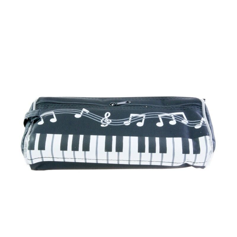 Plumier lila teclado de piano y notas musicales Negro
