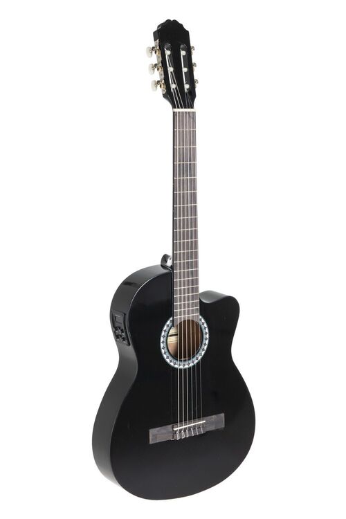 Guitarra clsica electroacstica BasicPlus E-Acstica Negra. Cuerpo delgado