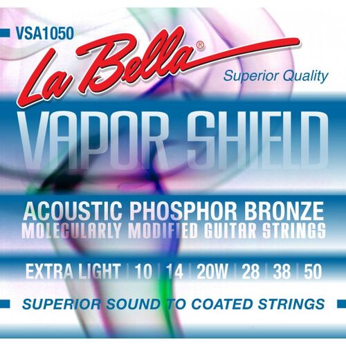 Juego de Cuerdas para Guitarra Acstica La Bella Vapor Shield Extra Light 10-50
