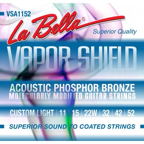 Juego de Cuerdas para Guitarra Acstica La Bella Vapor Shield Custom Light 11-52