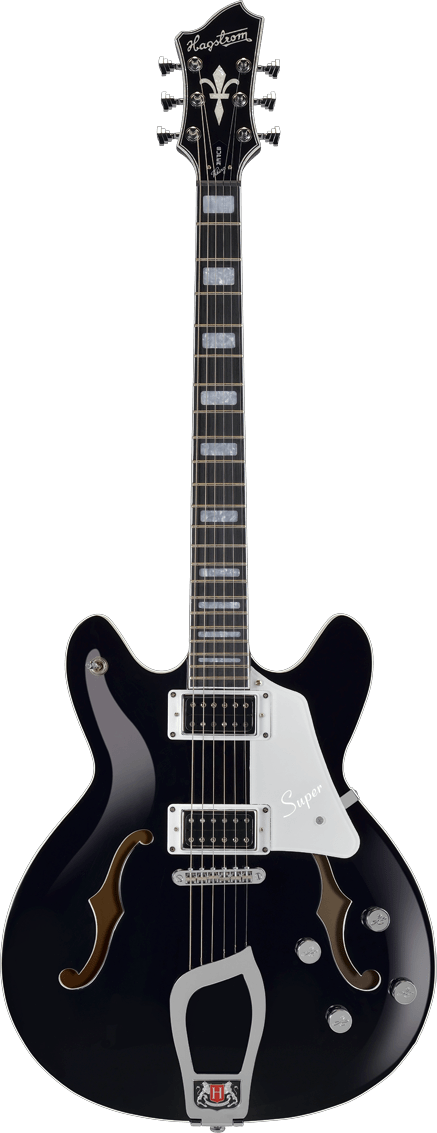 Hagstrom Guitarra de Cuerpo Semi-Hueco Super Viking Blk
