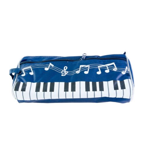 Plumier lila teclado de piano y notas musicales Azul